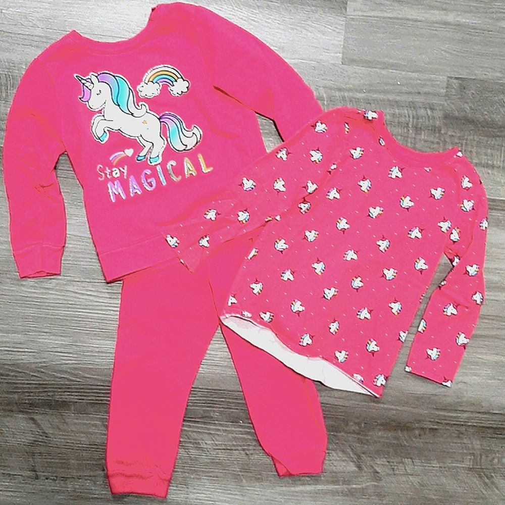 Garanimals pink unicorn shirts and pants combo